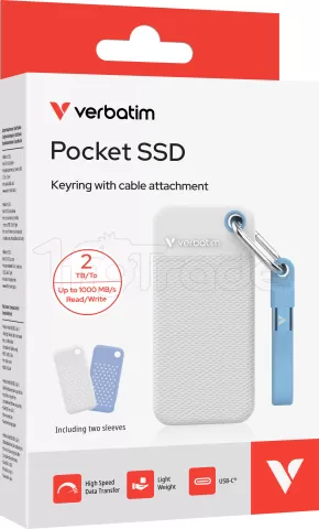 Photo de Disque SSD externe Verbatim Pocket SSD Couleur - 2To (Blanc/Bleu)