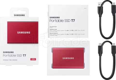 Photo de Disque SSD NVMe externe Samsung T7 - 2To  (Rouge)