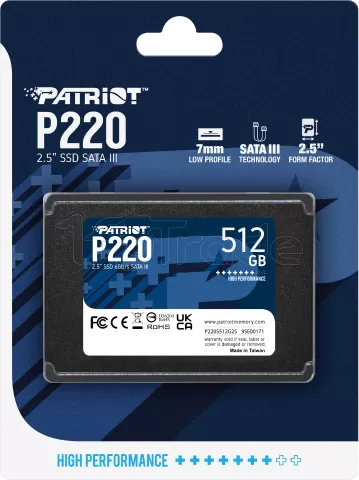 Photo de Disque SSD Patriot P220 512Go - S-ATA 2,5"