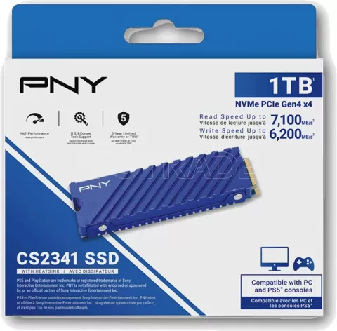 Photo de Disque SSD PNY CS2341 1To - M.2 NVMe Type 2280 (Bleu)