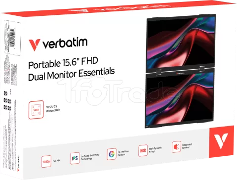 Photo de Double Ecran portable 15,6" Verbatim Dual Monitor Essentials Full HD (Noir)