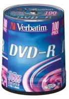 Photo de DVD-R Verbatim 4,7 Go (Spindle de 100)