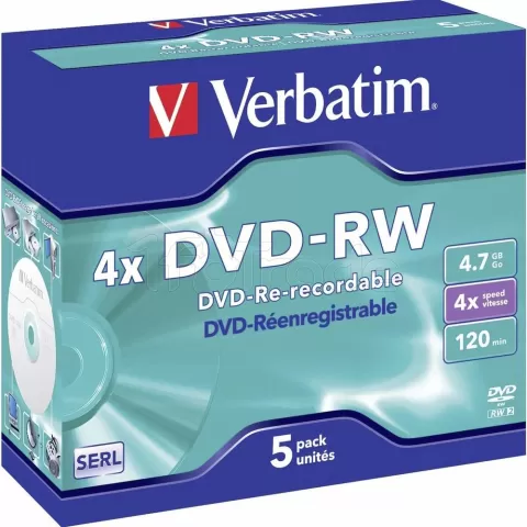 Photo de DVD-RW Verbatim 4,7 Go (boite de 5)