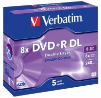 Photo de DVD+R DL Verbatim Double Couche 8,5 Go (Boite de 5)