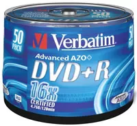 Photo de DVD+R Verbatim 4,7 Go (Spindle de 50)