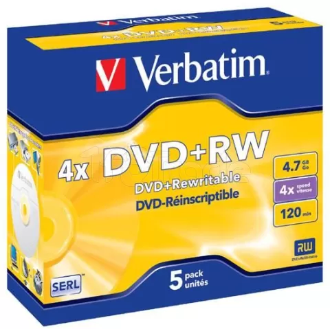 Photo de DVD+RW Verbatim 4,7 Go (boite de 5)