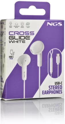 Photo de Ecouteur filaire avec micro NGS Cross Glide USB-C (Blanc)
