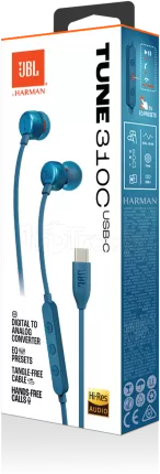Photo de Ecouteurs filaires JBL Tune 310C USB-C (Bleu)