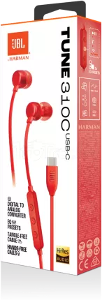 Photo de Ecouteurs filaires JBL Tune 310C USB-C (Rouge)