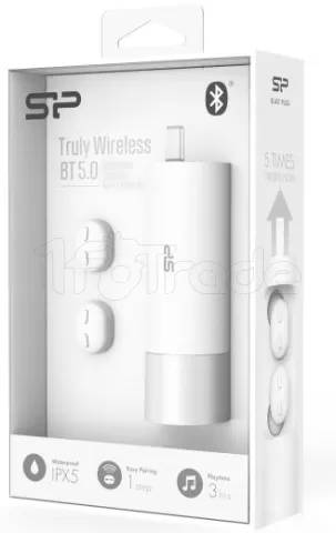 Photo de Ecouteurs sans fil avec micro Silicon Power Blast Plug BP81 (Blanc)