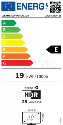 Photo de Ecran 25" Iiyama G-Master Gold Phoenix GB2590HSU-B5 Full HD (Noir) 240Hz