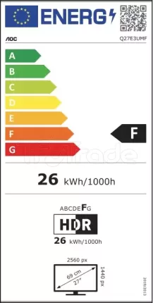 Photo de Ecran 27" AOC E3 Series Q27E3UMF Quad HD (Noir)