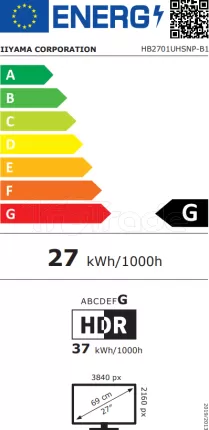 Photo de Ecran 27" Iiyama ProGraphic HB2701UHSNP-B1 4K Ultra HD (Noir)