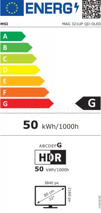 Photo de Ecran 32" MSI Mag 321UP QD-OLED Ultra HD 165Hz (Noir)