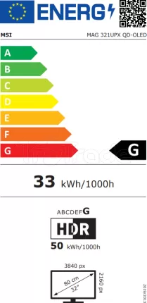 Photo de Ecran 32" MSI Mag 321UPX QD-OLED 4K Ultra HD 240Hz (Noir)