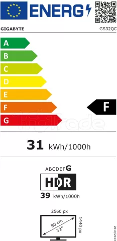 Photo de Ecran incurvé 32" Gigabyte GS32QC Quad HD 165Hz (Noir)