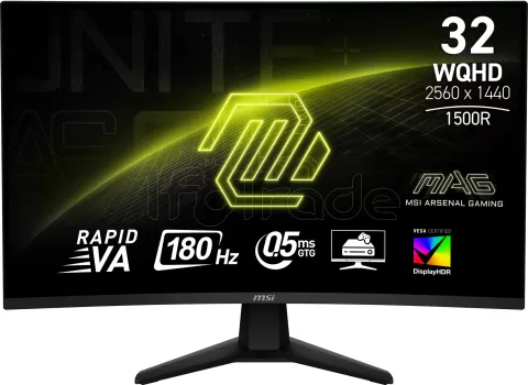 Photo de Ecran incurvé 32" MSI Mag 32CQ6F WQHD 180Hz (Noir)