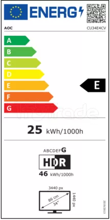 Photo de Ecran incurvé 34" AOC CU34E4CV WQHD 120Hz (Noir)