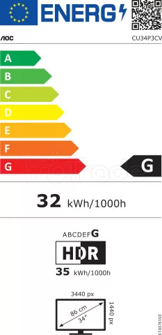 Photo de Ecran incurvé 34" AOC CU34P3CV UWQHD 100Hz (Noir)