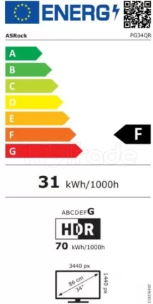 Photo de Ecran incurvé 34" ASRock Phantom Gaming PG34QRT2B WQHD 180Hz (Noir)