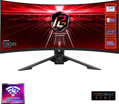 Photo de Ecran incurvé 34" ASRock Phantom Gaming PG34WQ15R3A UWQHD (Noir) 165Hz