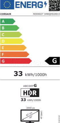 Photo de Ecran incurvé 34" Corsair Xeneon 34WQHD240-C UWQHD 240Hz (Blanc)
