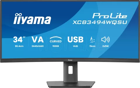 Photo de Ecran incurvé 34" Iiyama ProLite XCB3494WQSU-B1 UWQHD 120Hz (Noir)