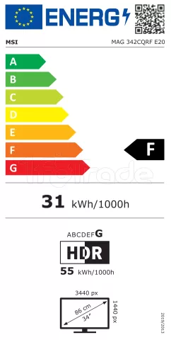 Photo de Ecran incurvé 34" MSI Mag 342CQRF E20 UWQHD 200Hz (Noir)