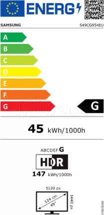 Photo de Ecran incurvé 49" Samsung Odyssey G9 G95C 5K Dual QHD 240Hz (Noir)