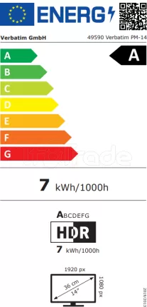 Photo de Ecran portable 14" Verbatim Light Full HD (Noir)