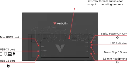 Photo de Ecran portable tactile 14" Verbatim Light Full HD (Noir)