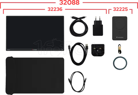 Photo de Ecran portable tactile 14" Verbatim PM-14 Full HD avec batterie externe intégré (Noir)