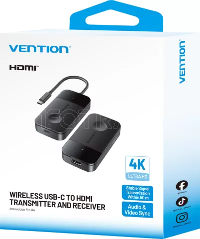 Photo de Emetteur/Récepteur HDMI sans fil Vention 50m (Noir)