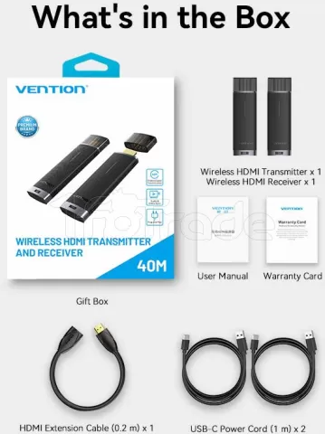 Photo de Emetteur/Récepteur sans fil HDMI Vention 40m (Bleu)