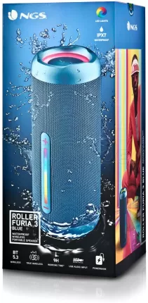 Photo de Enceinte nomade Bluetooth NGS Roller Furia 3 (Bleu)