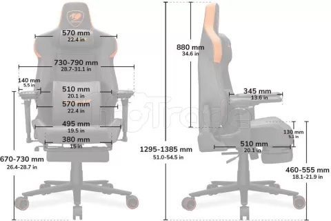 Photo de Fauteuil Cougar Armor Evo M (Noir/Orange)