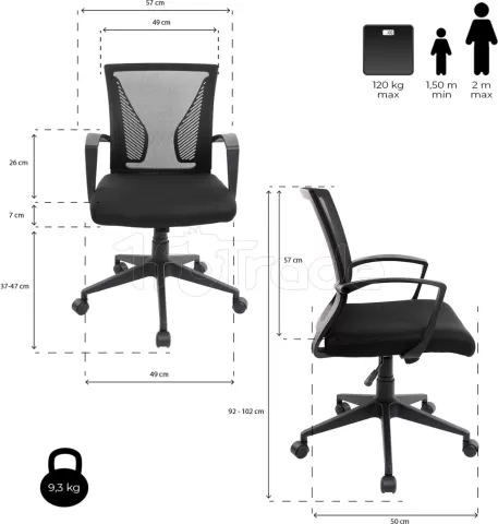 Photo de Fauteuil ergonomique Advance Aerolite (Noir)