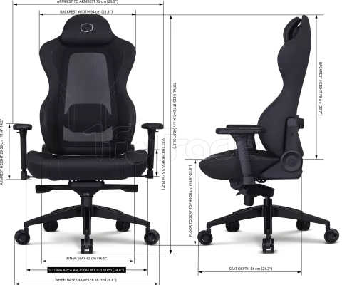 Photo de Fauteuil ergonomique Cooler Master Hybrid 1 Ergo Gaming (Noir)