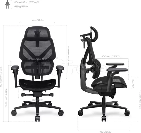 Photo de Fauteuil ergonomique ThunderX3 Flex Pro Mesh (Noir)