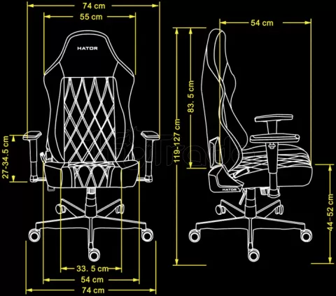 Photo de Fauteuil Hator Darkside 3  Fabric - Taille L (Noir)