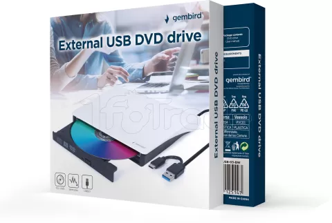 Photo de Graveur DVD externe Gembird DVD-USB-031 (Blanc)