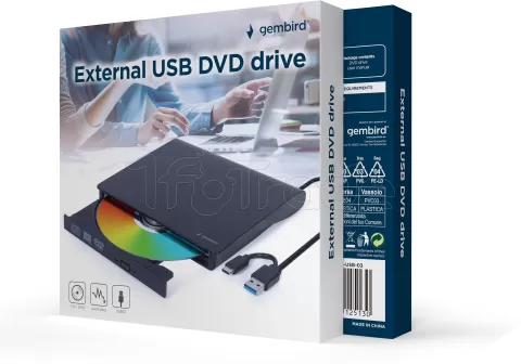 Photo de Graveur DVD externe Gembird (Noir)