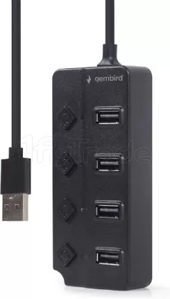 Photo de Hub USB 2.0 Gembird - 4 ports (Noir)