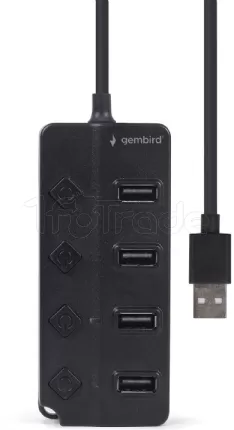 Photo de Hub USB 2.0 Gembird - 4 ports (Noir)