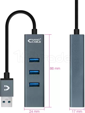 Photo de Hub USB 3.0 Nanocable - 4 ports (Gris)