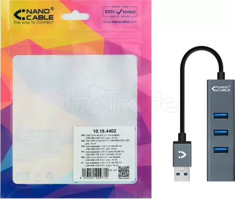 Photo de Hub USB 3.0 Nanocable - 4 ports (Gris)