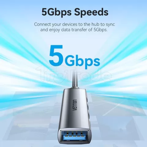 Photo de Hub USB 3.0 Vention - 4 ports 0.15m (Gris)