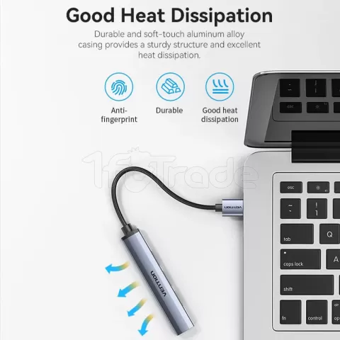 Photo de Hub USB 3.0 Vention - 4 ports 0.15m (Gris)