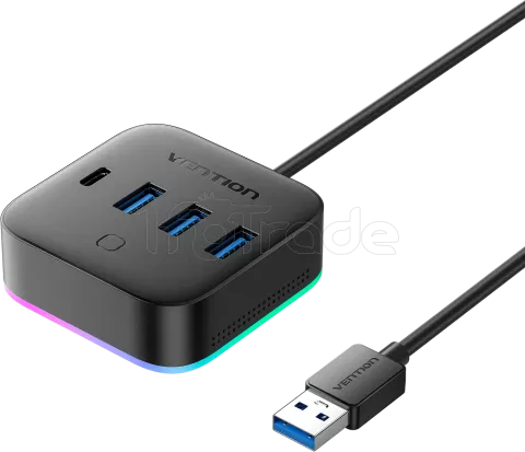 Photo de Hub USB 3.0 Vention - 4 ports 3x USB-A + 2x USB-C RGB 0.25m (Noir)