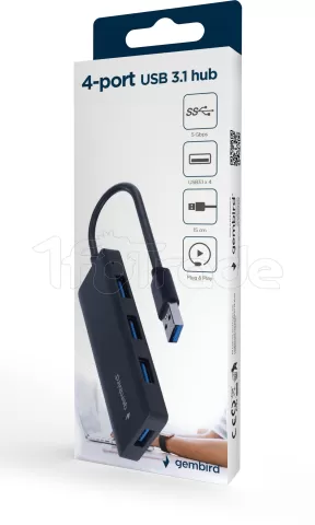 Photo de Hub USB 3.1 Gembird - 4 ports (Noir)